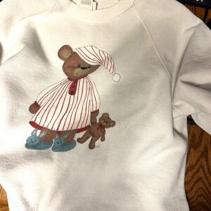 Vintage 80s Wrangler Teddy Bear with his teddy bear Long Sweatshirt Size X-Large